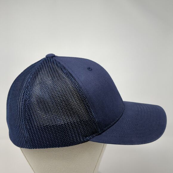 Port Authority Fitted Trucker Hat Blue L/XL Flexfit Mesh Back 6 Panel Blank - Picture 4 of 8